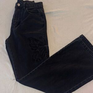 Elegant Black Pants with Butterfly Detail